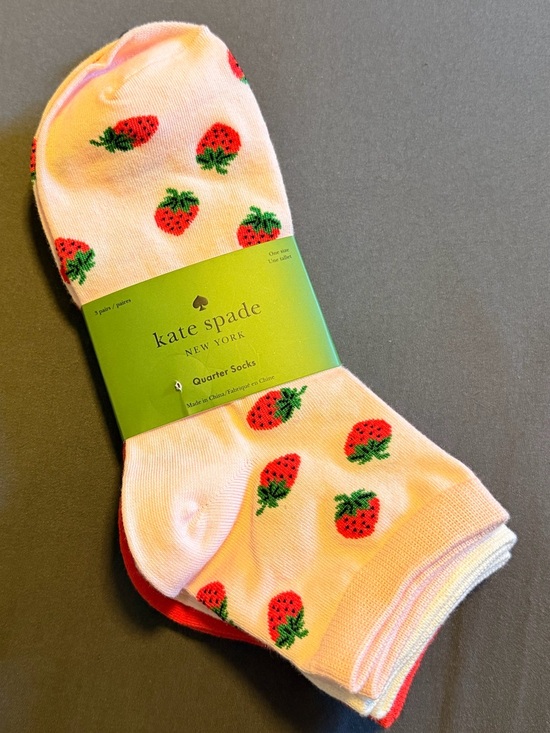 kate spade Other - Kate Spade 3-pack Pink Strawberry Quarter Socks
